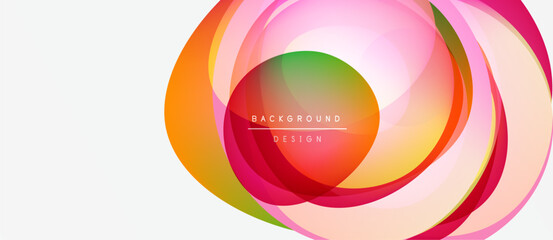Fototapeta premium Abstract colorful circles overlap, creating dynamic visual effect. Modern design element for backgrounds, presentations. Bright hues dominate composition.
