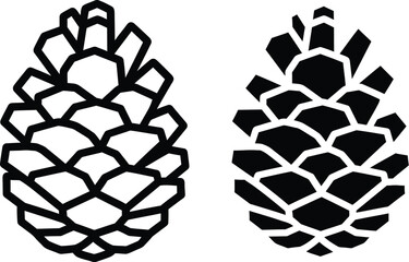 Obraz premium Two pine cones in a detailed black on — Outline, silhouette, and on transparent background. EPS 10.