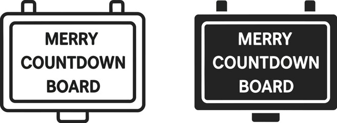 Two merry countdown boards in black and white ideal for design on — Outline, silhouette, and on transparent background. EPS 10.
