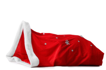 Open Santa Claus bag isolated on white background