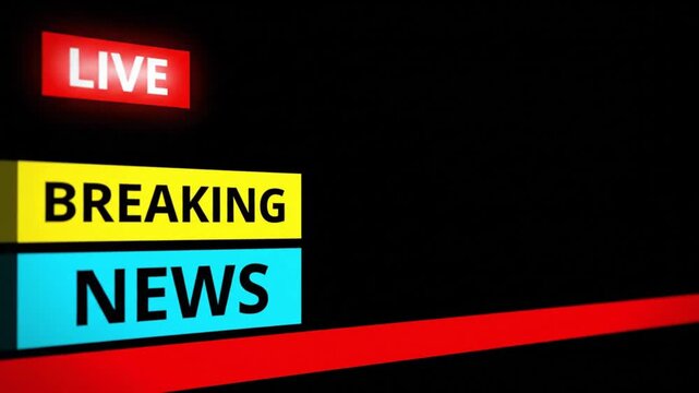 Dynamic breaking news broadcast graphic with live alert for urgent announcements or developing stories perfect for news channels and digital media