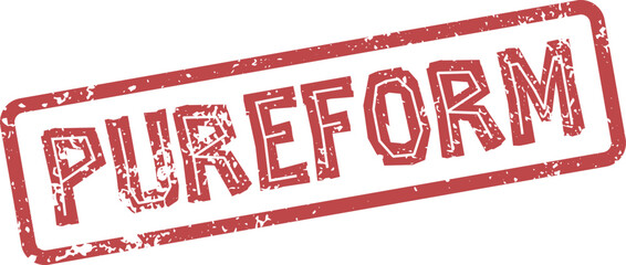 PUREFORM Distressed Red Rubber Stamp Expressing Minimalist Aesthetics and Essential Design Principles