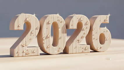 Celebrate a fresh start in 2026! Dew-kissed wood symbolizes new beginnings and bright prospects for the future. A clean, hopeful image reflecting growth and prosperity.