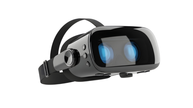 Modern VR headset device for immersive virtual reality gaming and digital technology concepts. isolated PNG with Transparent Background