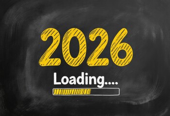 2026 loading concept on chalkboard: anticipation for future events and developments