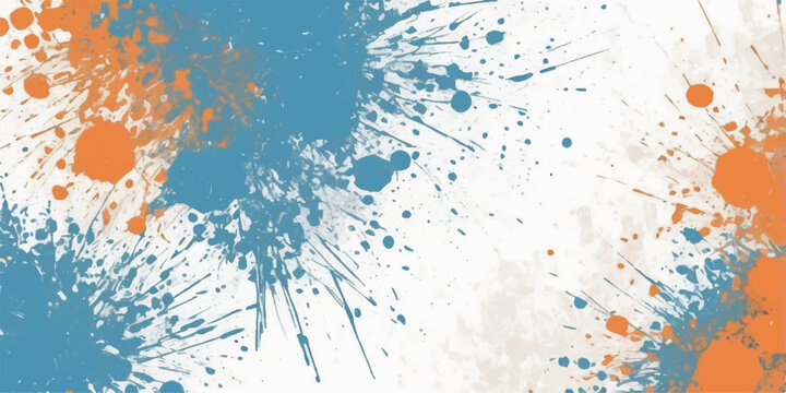 Abstract grunge background vector illustration featuring blue and green watercolor paint splashes with ink splatters and liquid texture elements on a decorative artistic pattern shape