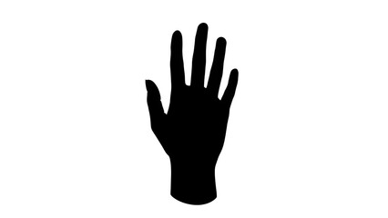 Obraz premium Black Silhouette of an Open Human Hand with Fingers Extended isolated PNG with Transparent Background