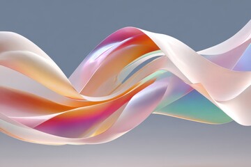 Colorful flowing ribbons twist and swirl in soft gradient light for abstract art