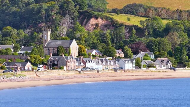 Panoramic View of Rosemarkie Village and Historic Church by the Sea