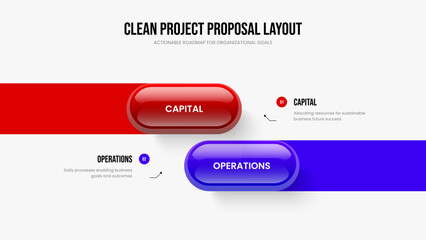 Visual Analysis 2 Element Diagram Slideshow Template. Consulting Report Two Option Infographic Slide Layout. Financial Forecast Frame Design Vector Illustration.
