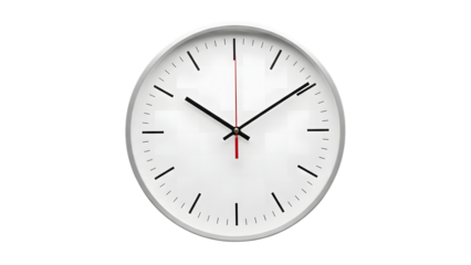Minimalist oval wall clock with white face isolated on transparent background