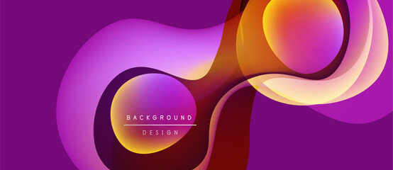 Abstract purple, orange waves create dynamic background. Smooth gradients, flowing shapes suggest movement, modern design aesthetic.