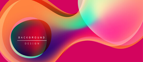 Abstract fluid shapes blend vibrant colors. Gradient transitions create dynamic visual effect. Text reads background design. Modern, smooth composition.