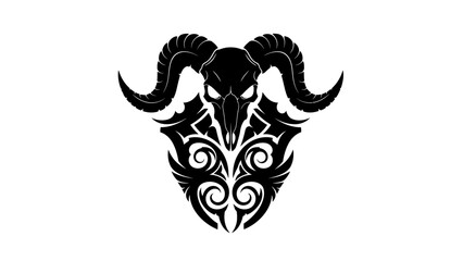 Stylized ram skull vector illustration tribal tattoo design element isolated on white background