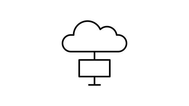 A fluffy cloud with a computer resting on top, symbolizing cloud computing and digital technology.