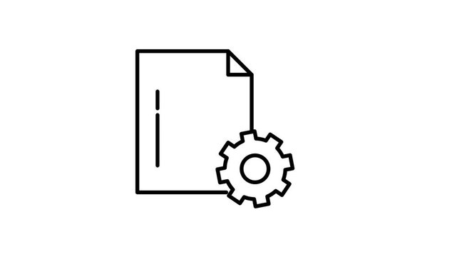 Icon of a file with a gear wheel and paper, representing document settings or customization features.