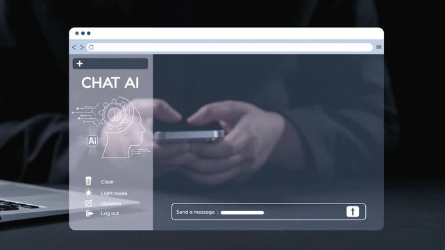A modern chat interface showcasing an AI messaging system with conversation bubbles over a dark background, highlighting user engagement with technology in a digital workspace. Qubit