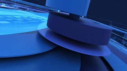 Abstract modern blue shapes create a calming, clean and professional corporate video background or animated transition element for presentations - Powered by Adobe