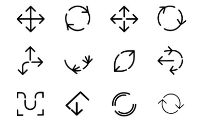 Arrows icons set vector isolated on white arrows