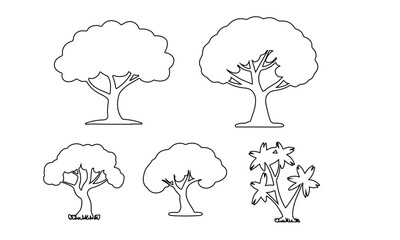 Black trees silhouettes icon set