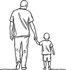 Silhuotte wjite and nlack father and son