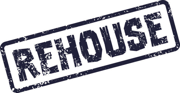 Official rehouse rubber stamp signifying a relocation or change of dwelling status