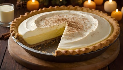 no bake eggnog pie on a plate