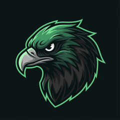Fototapeta premium Bold and fierce eagle mascot logo design with striking green and black accents