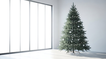 Christmas tree next to the window