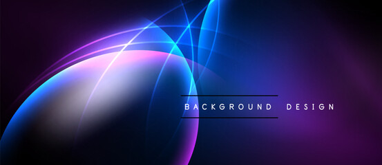 Abstract gradients, flowing lines create dynamic visual effect. Dark backdrop emphasizes bright curves, modern design elements.
