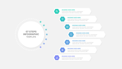 Modern Circular Round Infographic Design Template with 7 Data Points