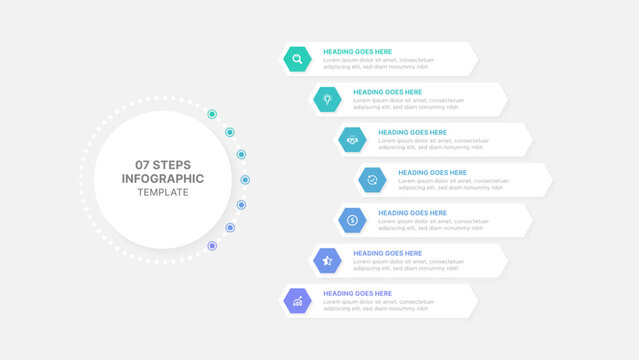 Modern Circular Round Infographic Design Template with 7 Data Points