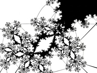 Black Fractal Pattern with White Negative Space abstract