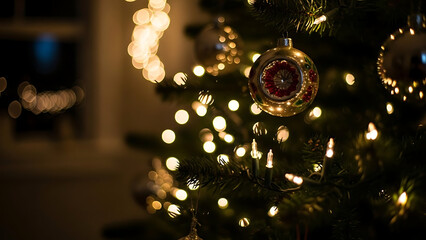 Christmas decorative lights with blur effect