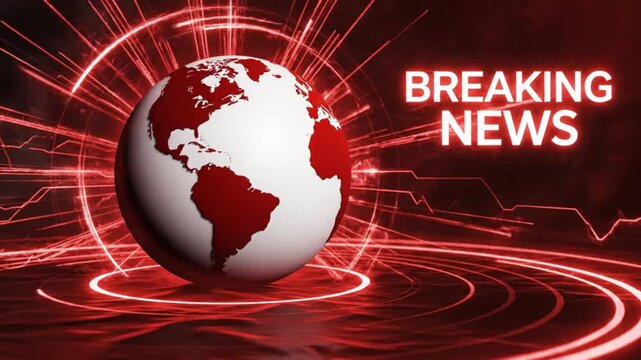 Dynamic breaking news globe animation unfolding reveals urgent global events and developments for broadcast media and digital storytelling