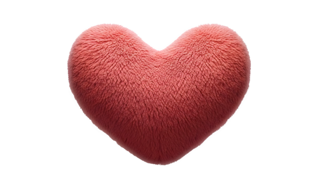 Pink Heart Pillow, isolated on transparent background