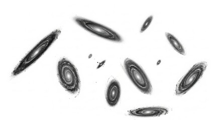 Collection of Spiral Galaxies on White Background galaxy