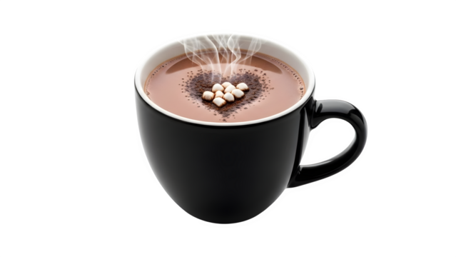 Hot Chocolate with Marshmallows, isolated on transparent background