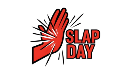 Hand Slap Impact with Text, isolated on transparent background