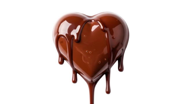 Melting Chocolate Heart, isolated on transparent background - Powered by Adobe