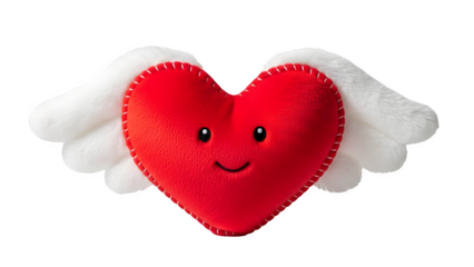 Winged Heart Plush Toy, isolated on transparent background