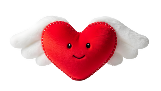 Winged Heart Plush Toy, isolated on transparent background