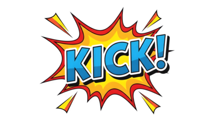 Comic Book Style Kick Explosion, isolated on transparent background