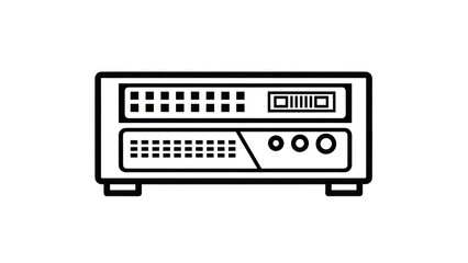 Fototapeta premium Minimalist Line Art Illustration of Vintage Electronic Equipment with Digital Display and Knobs
