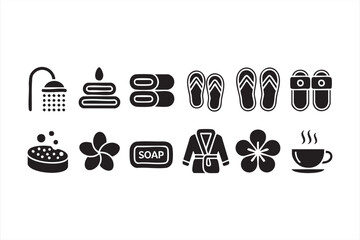 Bath and spa symbols for wellness centers, beauty branding and hotel amenities