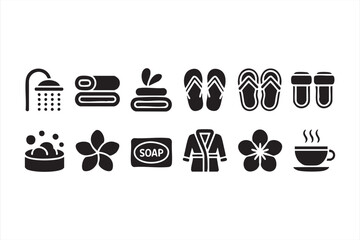 Spa treatment icon collection for wellness apps, menus and service layouts