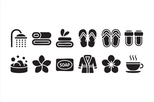 Spa treatment icon collection for wellness apps, menus and service layouts