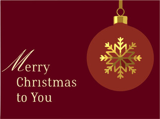 Elegant Christmas card with a red bauble and golden snowflake festive greeting for holiday season
