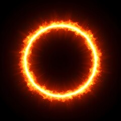 Fototapeta premium Fiery ring of fire isolated on black background for design elements