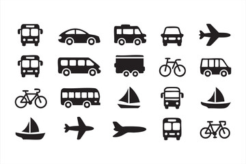 Transit and travel icon pack for route planning and mobility platforms
